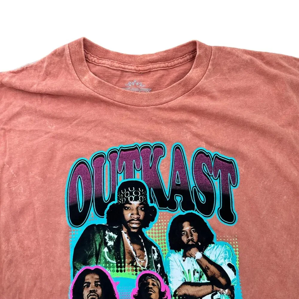 Outkast Graphic Print 90s Y2K Band Short Sleeve T-Shirt Orange Size Large - Picture 2 of 8